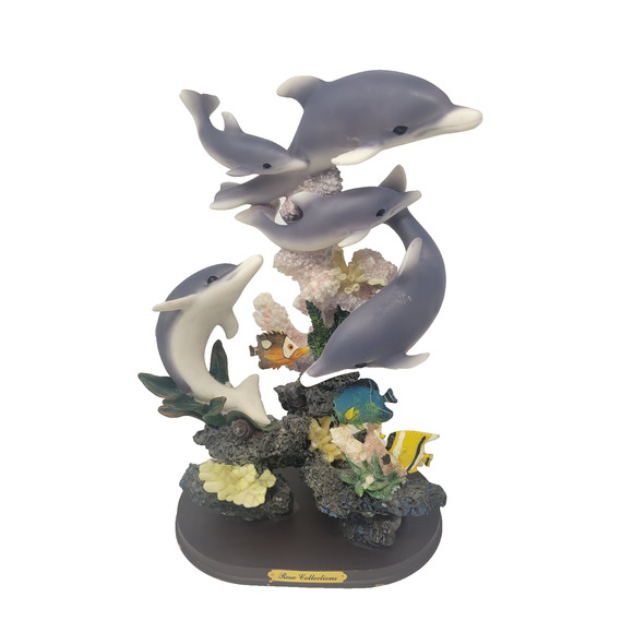 Dolphins and Sea life Statue Display Decoration - Rose Collections 12.5" - Picture 1 of 10